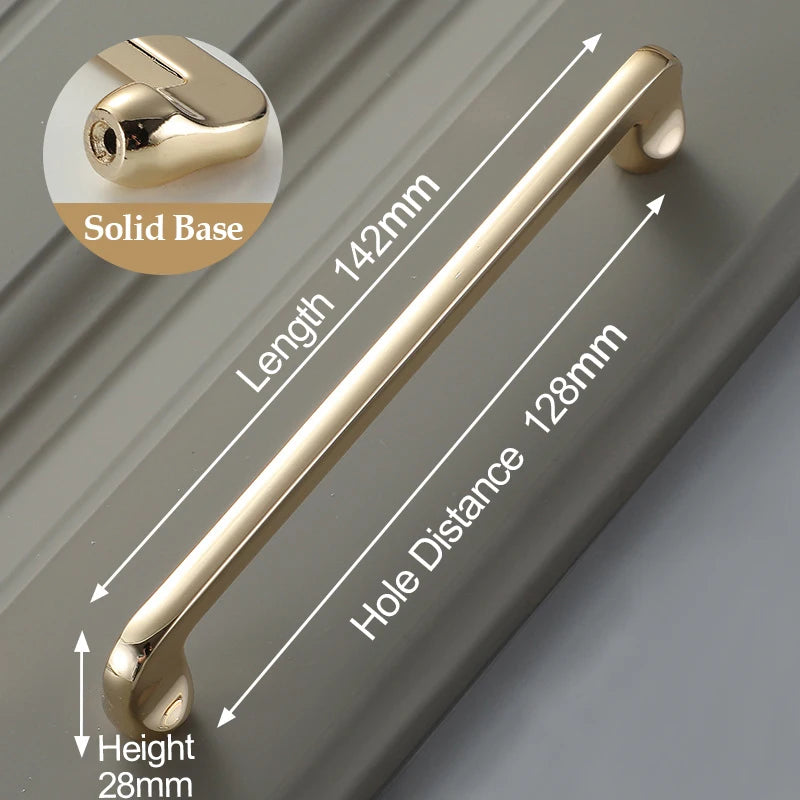 Bright Gold Zinc Alloy Cabinet Pull – Light Luxury Kitchen Handle & Drawer Knob