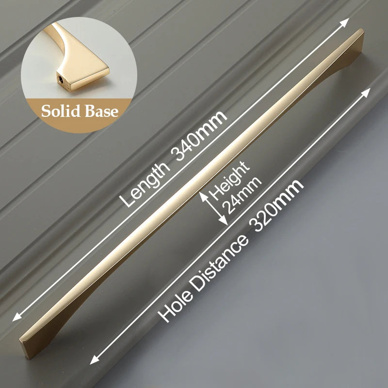 Bright Gold Zinc Alloy Cabinet Pull – Light Luxury Kitchen Handle & Drawer Knob