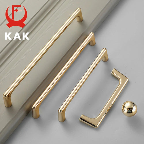 Bright Gold Zinc Alloy Cabinet Pull – Light Luxury Kitchen Handle & Drawer Knob