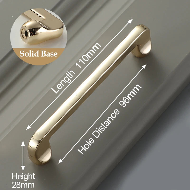 Bright Gold Zinc Alloy Cabinet Pull – Light Luxury Kitchen Handle & Drawer Knob