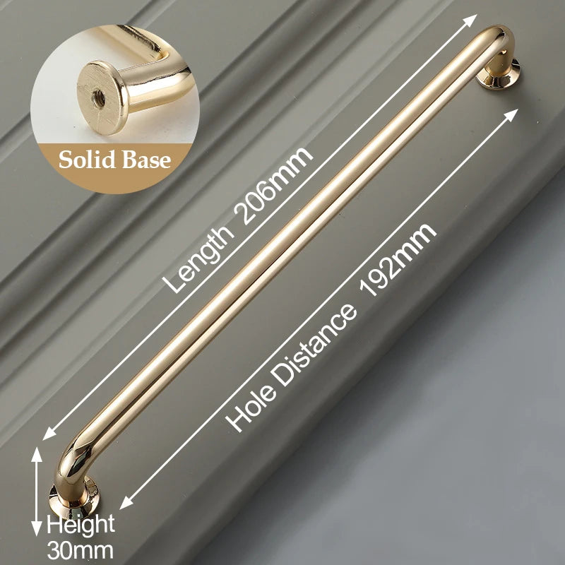 Bright Gold Zinc Alloy Cabinet Pull – Light Luxury Kitchen Handle & Drawer Knob