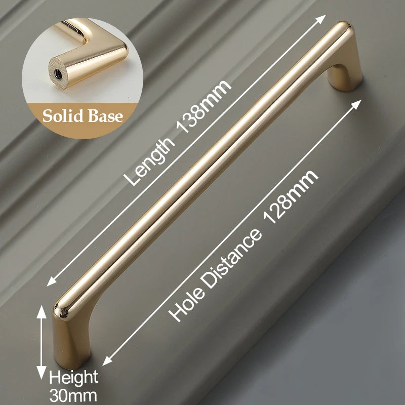 Bright Gold Zinc Alloy Cabinet Pull – Light Luxury Kitchen Handle & Drawer Knob