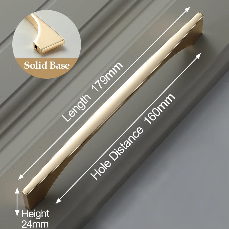 Bright Gold Zinc Alloy Cabinet Pull – Light Luxury Kitchen Handle & Drawer Knob