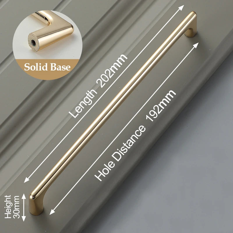 Bright Gold Zinc Alloy Cabinet Pull – Light Luxury Kitchen Handle & Drawer Knob