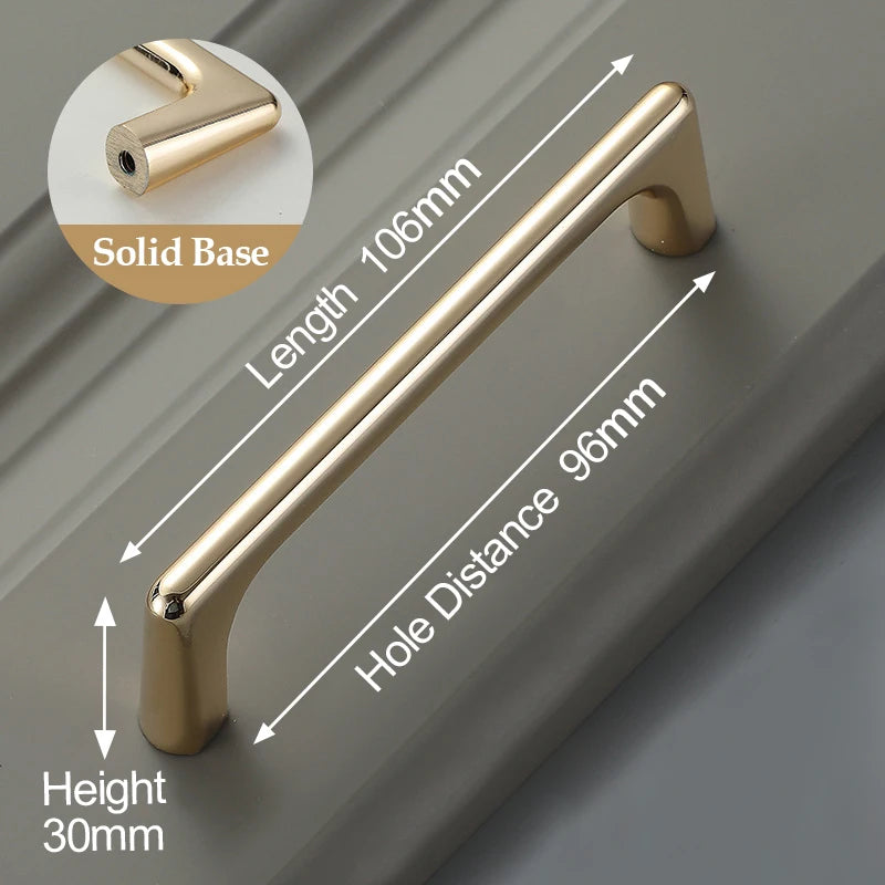 Bright Gold Zinc Alloy Cabinet Pull – Light Luxury Kitchen Handle & Drawer Knob
