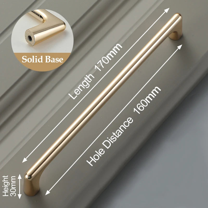 Bright Gold Zinc Alloy Cabinet Pull – Light Luxury Kitchen Handle & Drawer Knob