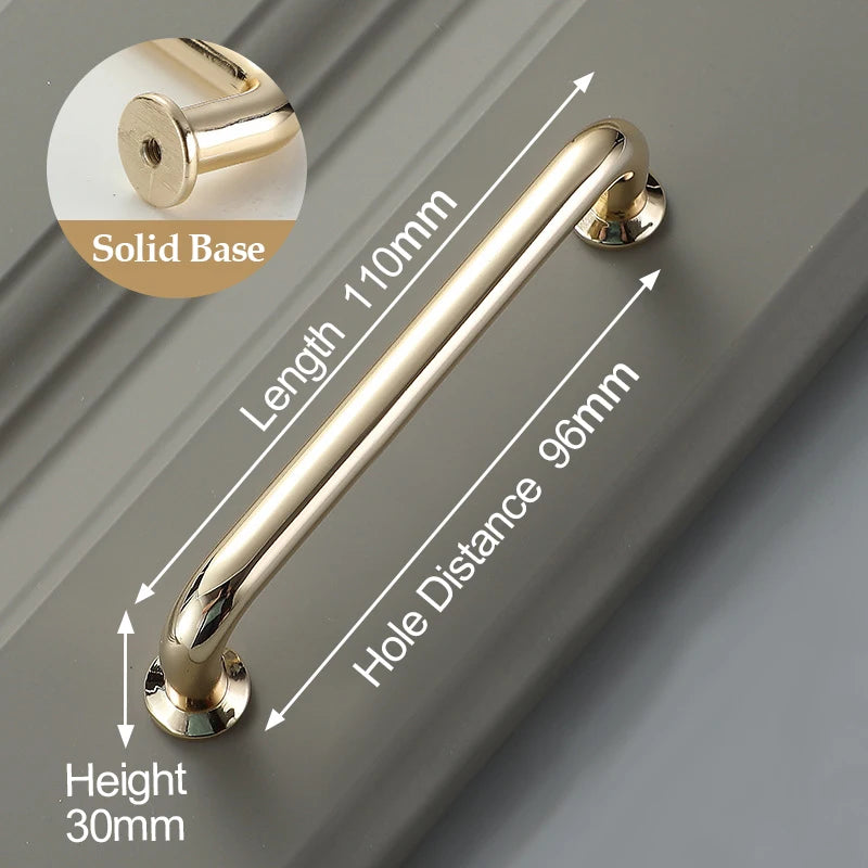 Bright Gold Zinc Alloy Cabinet Pull – Light Luxury Kitchen Handle & Drawer Knob