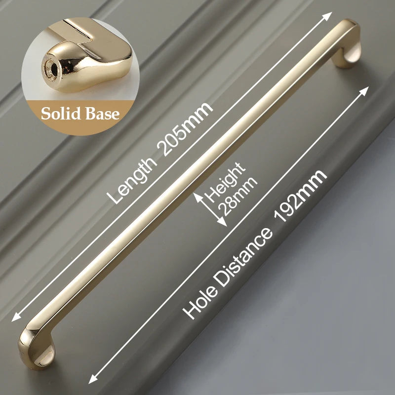Bright Gold Zinc Alloy Cabinet Pull – Light Luxury Kitchen Handle & Drawer Knob