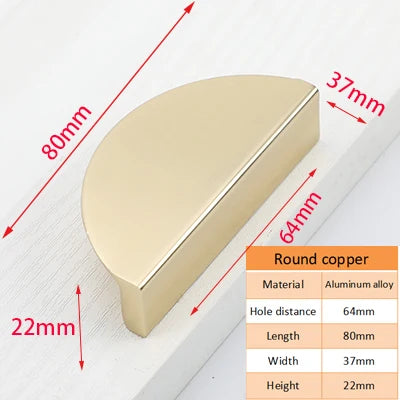 Semi-Circle Side Mount Cabinet Handle – Gold, Black & Copper | Wardrobe & Shoe Cabinet