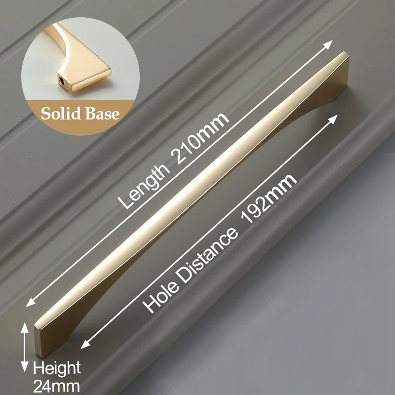 Bright Gold Zinc Alloy Cabinet Pull – Light Luxury Kitchen Handle & Drawer Knob