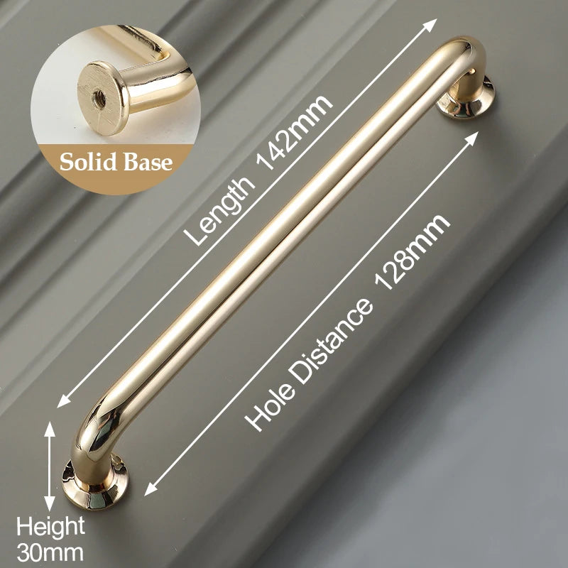 Bright Gold Zinc Alloy Cabinet Pull – Light Luxury Kitchen Handle & Drawer Knob