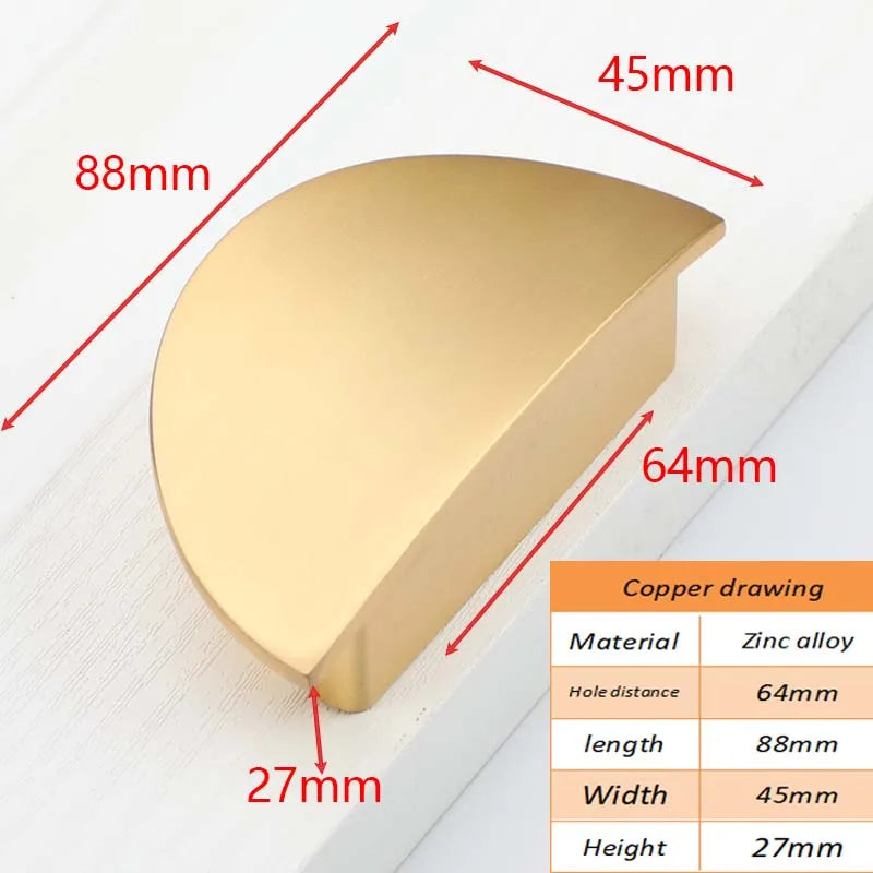 Semi-Circle Side Mount Cabinet Handle – Gold, Black & Copper | Wardrobe & Shoe Cabinet