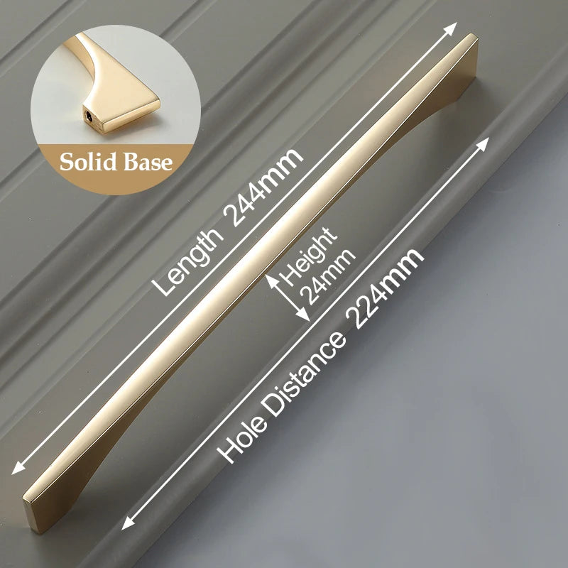 Bright Gold Zinc Alloy Cabinet Pull – Light Luxury Kitchen Handle & Drawer Knob