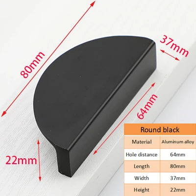 Semi-Circle Side Mount Cabinet Handle – Gold, Black & Copper | Wardrobe & Shoe Cabinet