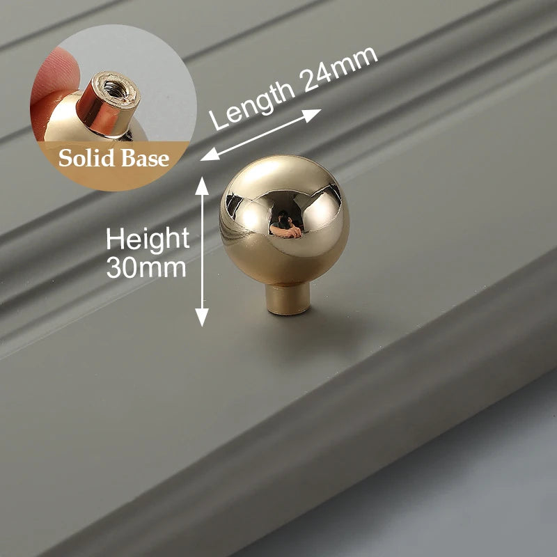 Bright Gold Zinc Alloy Cabinet Pull – Light Luxury Kitchen Handle & Drawer Knob