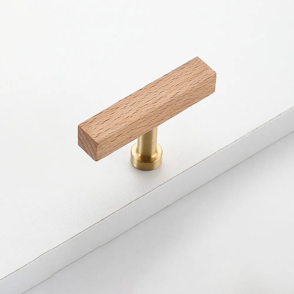 Walnut & Beech Wood Cabinet Handle – Luxury Minimalist Drawer Pull | Wardrobe