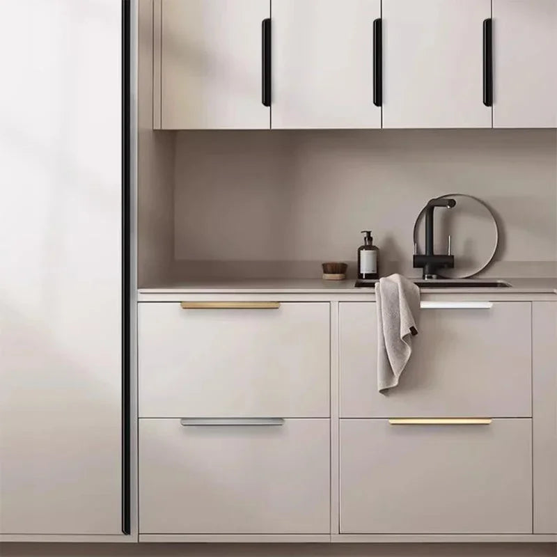 Invisible Cabinet Handle – No-Drill Black Gold Edge Pull | Light Luxury Wardrobe
