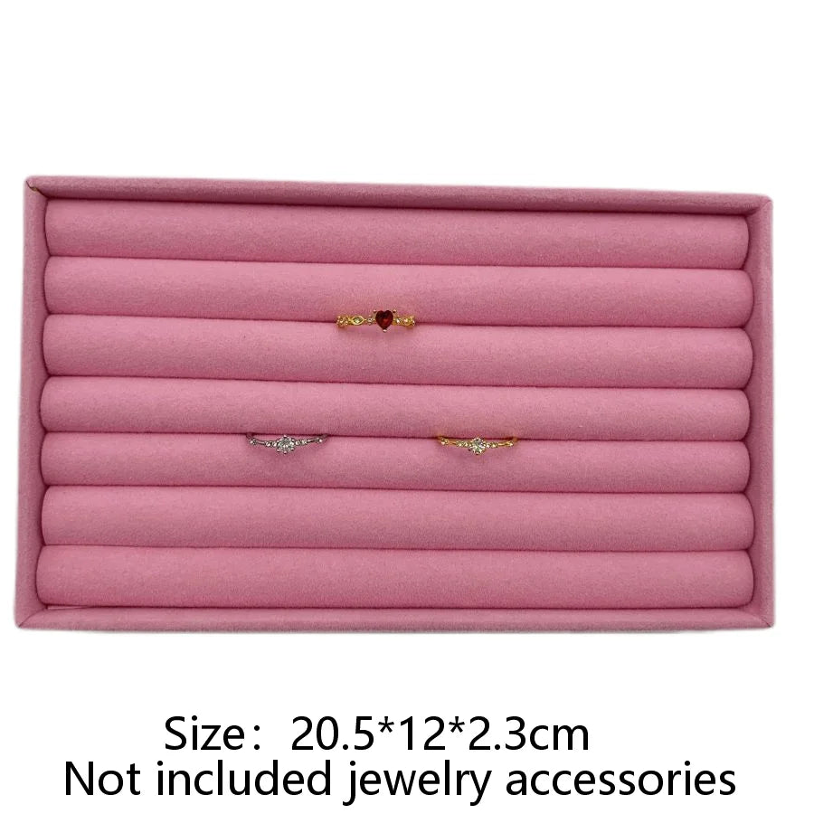 Stackable Velvet Jewellery Display Tray – Ring, Earring & Necklace Organiser Box