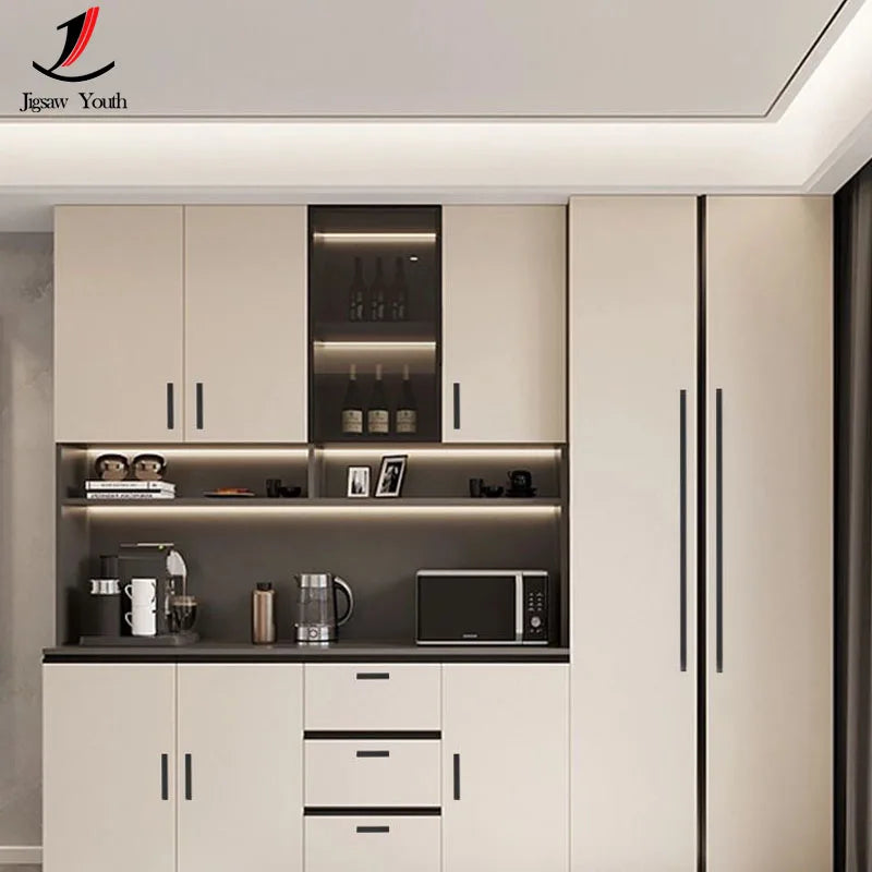 Extended Aluminium Alloy Cabinet Handle – Minimalist Black Drawer & Closet Pull