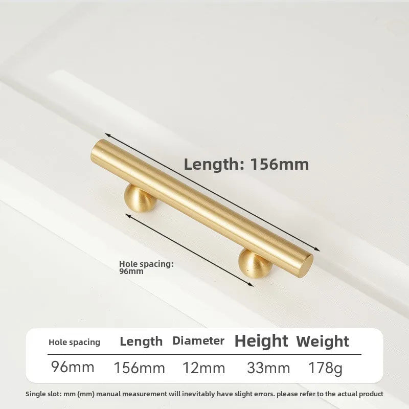 Solid Brass Cabinet Pull – French Gold Bar Handle | Ball Base Modern European