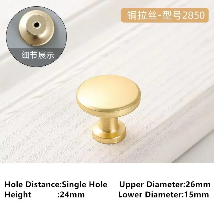 Single-Hole Zinc Alloy Cabinet Knob – Brushed Gold & Antique Copper | Modern Design