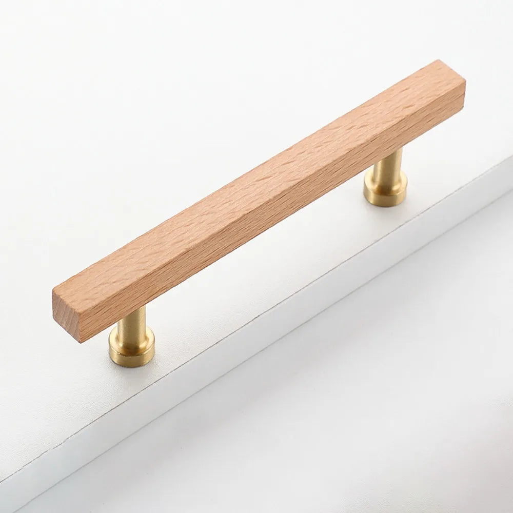 Walnut & Beech Wood Cabinet Handle – Luxury Minimalist Drawer Pull | Wardrobe