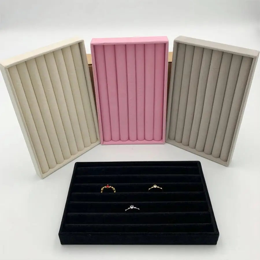 Stackable Velvet Jewellery Display Tray – Ring, Earring & Necklace Organiser Box