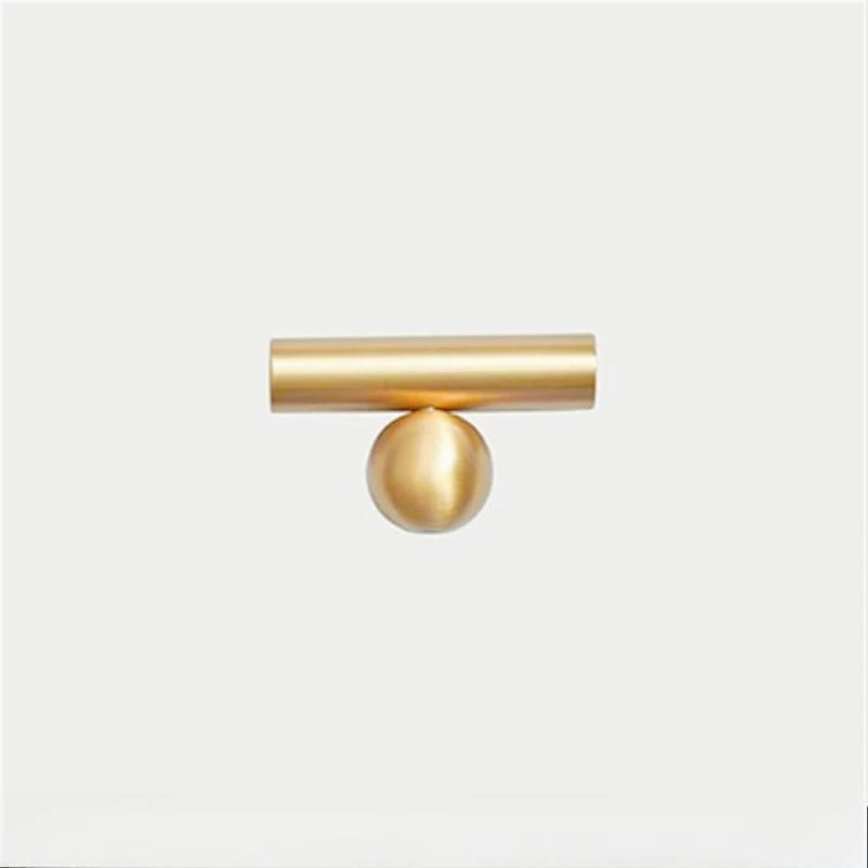 Solid Brass Cabinet Pull – French Gold Bar Handle | Ball Base Modern European