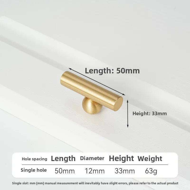 Solid Brass Cabinet Pull – French Gold Bar Handle | Ball Base Modern European