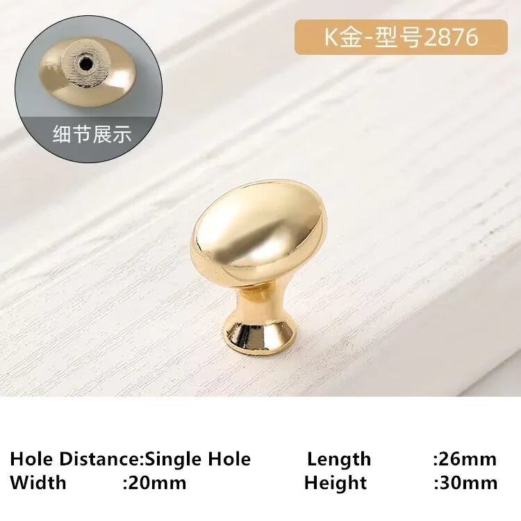 Single-Hole Zinc Alloy Cabinet Knob – Brushed Gold & Antique Copper | Modern Design
