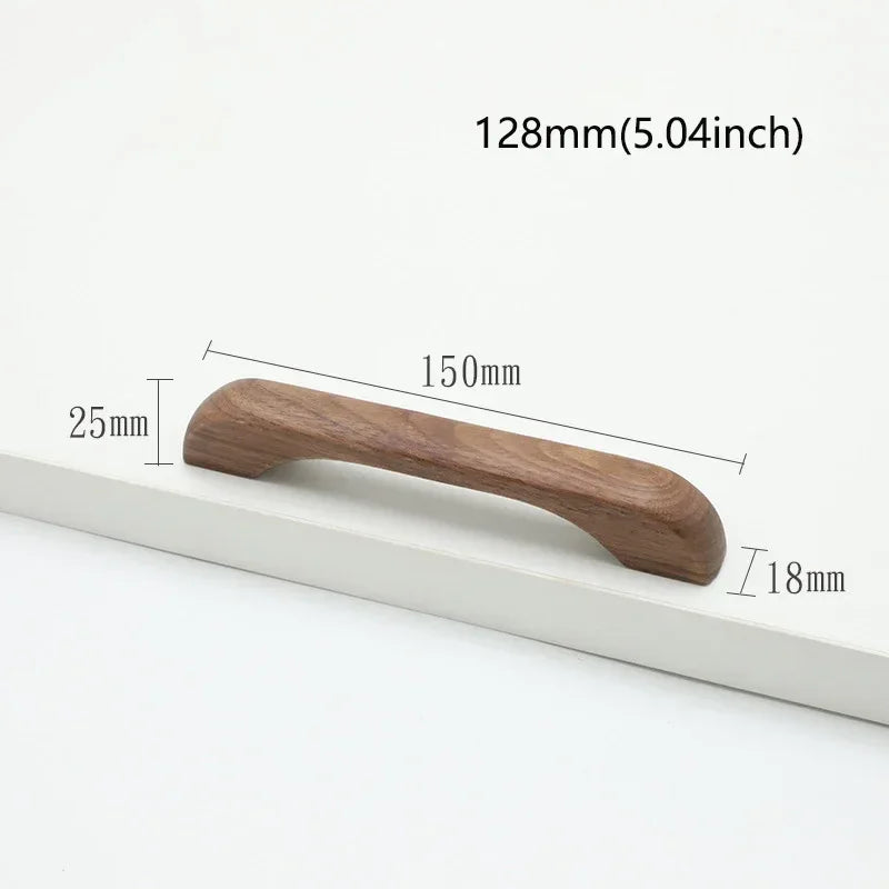 Bow-Shaped Wooden Cabinet Handle – Beech & Black Walnut Drawer Pull | Wardrobe
