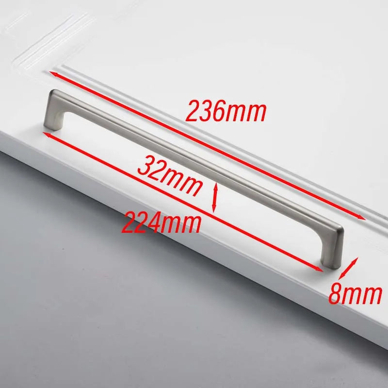 Matte Brushed Nickel Cabinet Handle – Modern Zinc Alloy Drawer Pull