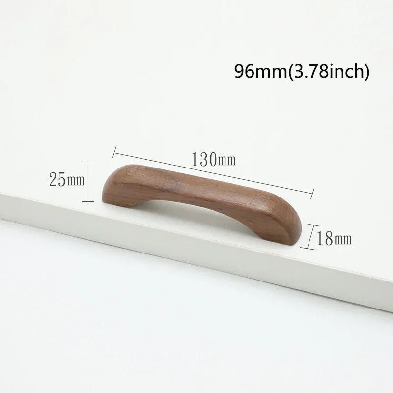 Bow-Shaped Wooden Cabinet Handle – Beech & Black Walnut Drawer Pull | Wardrobe
