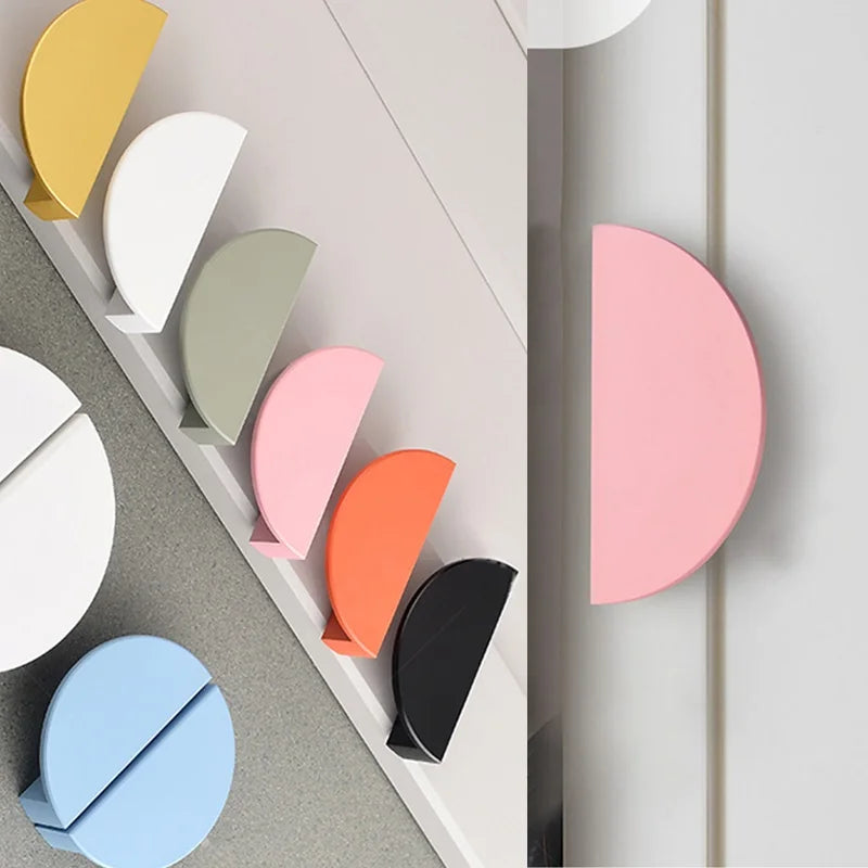 Kids Room Semi-Circle Cabinet Handle – Pastel Colour Aluminium Pull | Modern Design