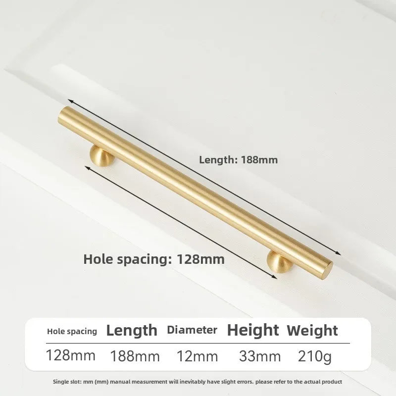 Solid Brass Cabinet Pull – French Gold Bar Handle | Ball Base Modern European