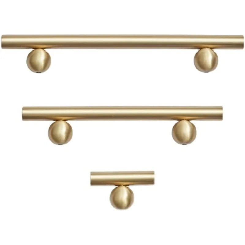 Solid Brass Cabinet Pull – French Gold Bar Handle | Ball Base Modern European