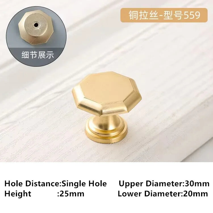 Single-Hole Zinc Alloy Cabinet Knob – Brushed Gold & Antique Copper | Modern Design