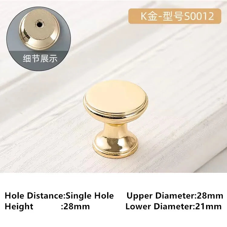 Single-Hole Zinc Alloy Cabinet Knob – Brushed Gold & Antique Copper | Modern Design