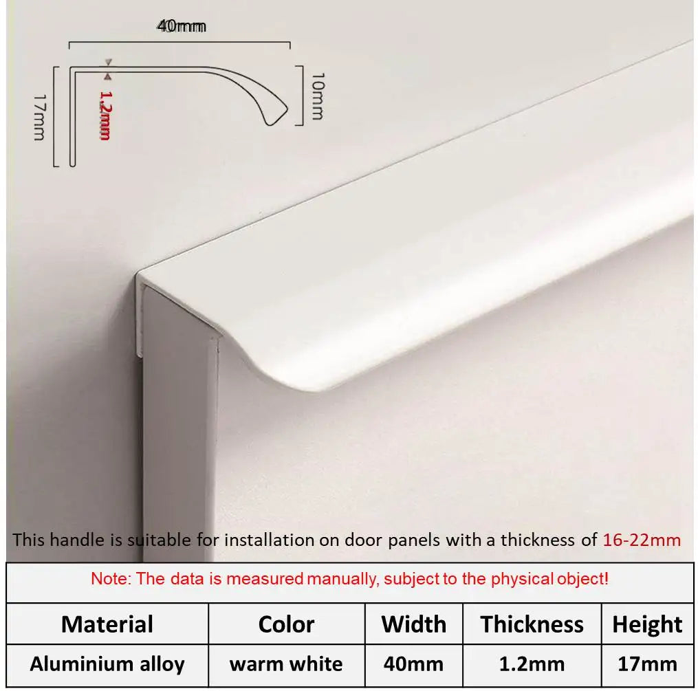 Hidden Minimalist Cabinet Handle – No-Drill Black Edge Pull | Custom Length 80–1200mm
