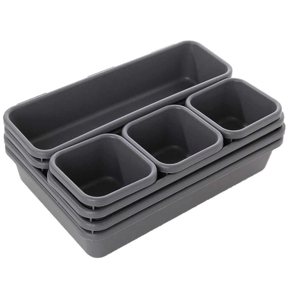 8-Piece Adjustable Drawer Organiser Set – Plastic Trays for Kitchen, Makeup & Office