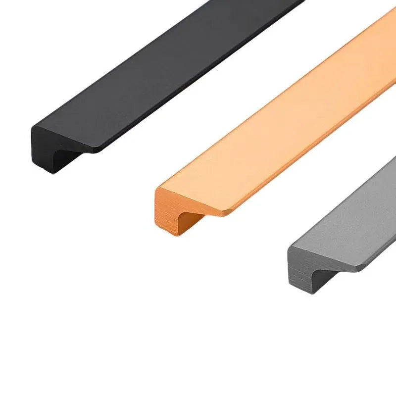 Extended Aluminium Alloy Cabinet Handle – Minimalist Black Drawer & Closet Pull