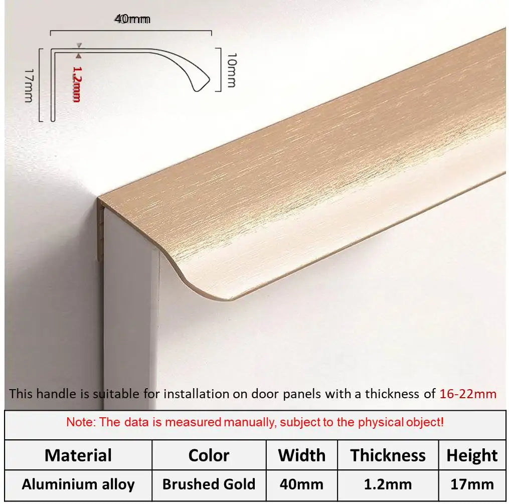 Hidden Minimalist Cabinet Handle – No-Drill Black Edge Pull | Custom Length 80–1200mm