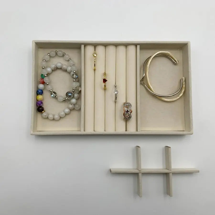 Stackable Velvet Jewellery Display Tray – Ring, Earring & Necklace Organiser Box