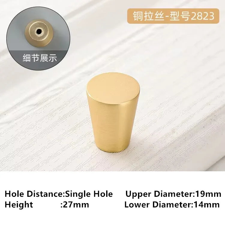Single-Hole Zinc Alloy Cabinet Knob – Brushed Gold & Antique Copper | Modern Design