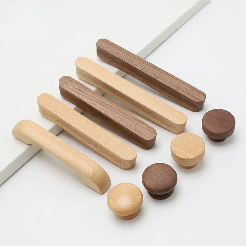 Bow-Shaped Wooden Cabinet Handle – Beech & Black Walnut Drawer Pull | Wardrobe
