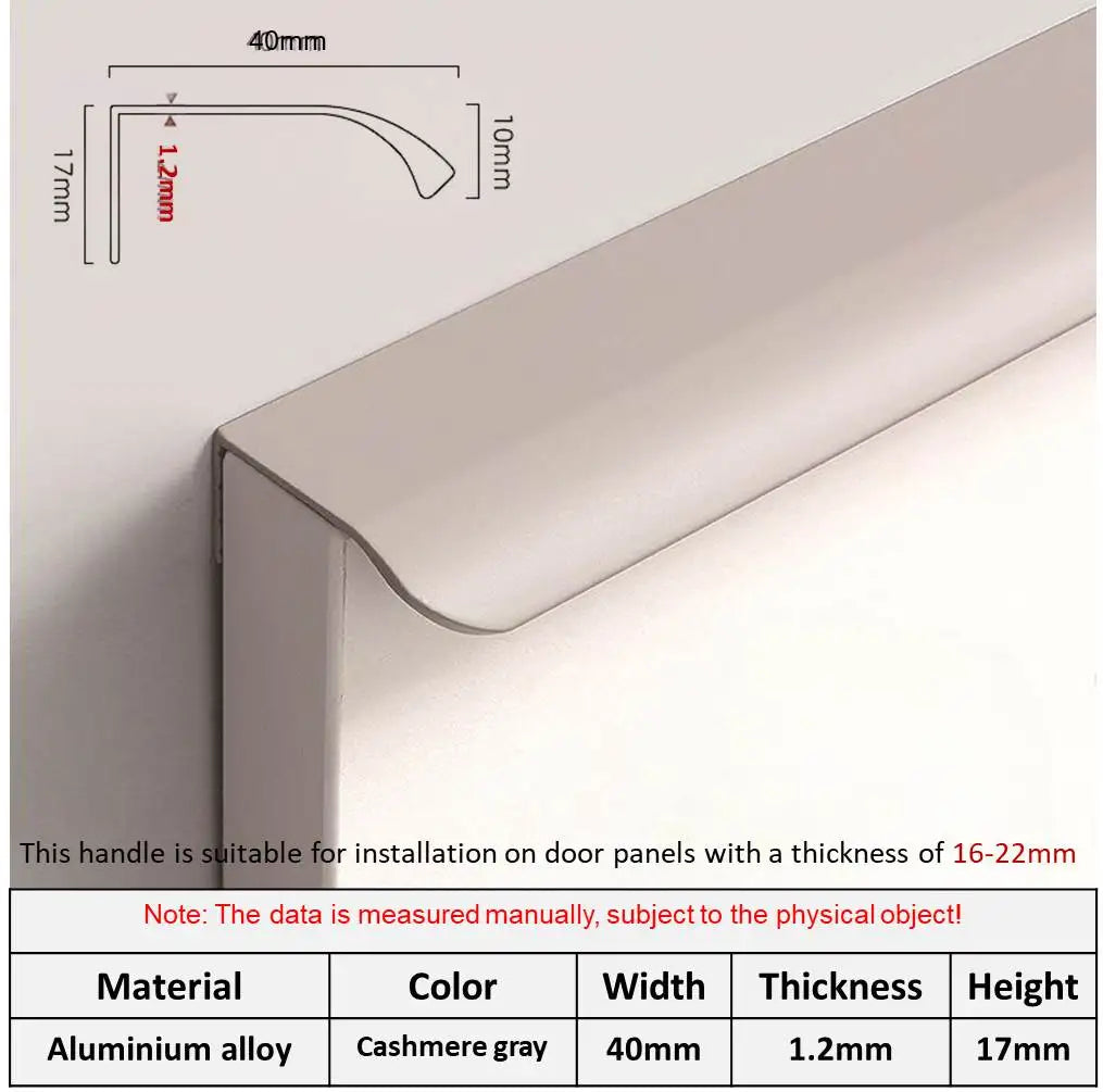 Hidden Minimalist Cabinet Handle – No-Drill Black Edge Pull | Custom Length 80–1200mm