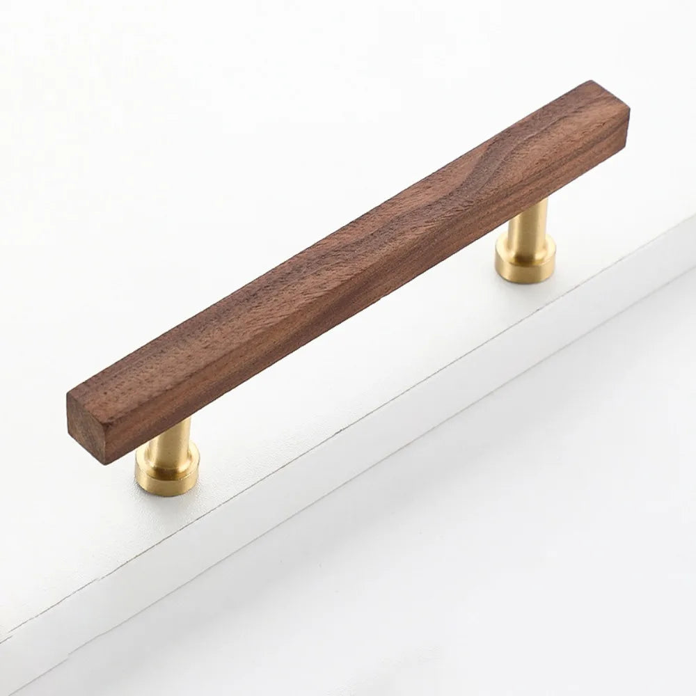 Walnut & Beech Wood Cabinet Handle – Luxury Minimalist Drawer Pull | Wardrobe