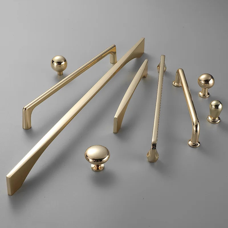 Bright Gold Zinc Alloy Cabinet Handle – Modern Door Knob & Drawer Pull | Home Hardware