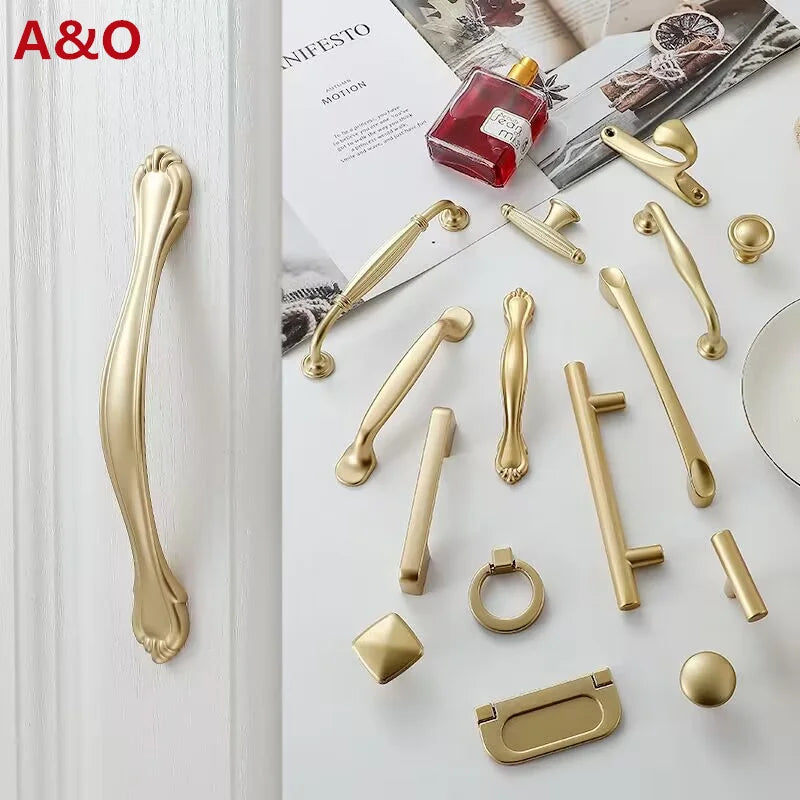 Pearl Gold Cabinet Handle – Zinc Alloy Knob & Drawer Pull | Kitchen Hardware