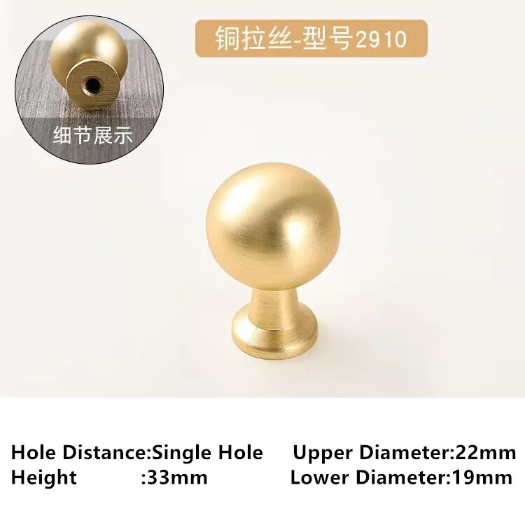 Single-Hole Zinc Alloy Cabinet Knob – Brushed Gold & Antique Copper | Modern Design